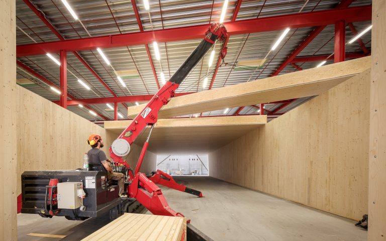 Kielsteg Montage Holztunnel CLT-Wand